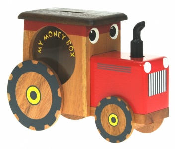 501TR: Red Tractor Money Box (Hidden Lock) (Pack Size 6) Price Breaks Available